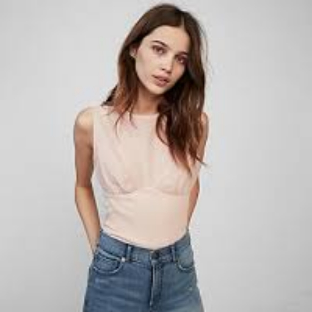 Express woven mix corset tank